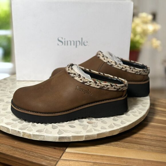 Simple $149 Leather Clog Mules Women’s 6 Brown Platform Slip-On Boho Comfortcore - Picture 9 of 14